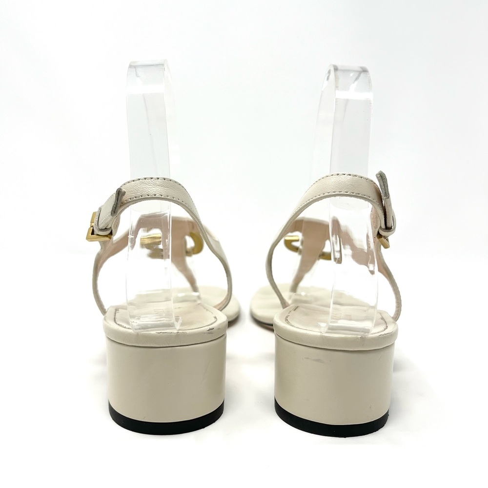 Gucci Marmont Interlocking Double G Logo Thong Sandals Ivory White Gold 37.5 7.5 - Picture 7 of 11